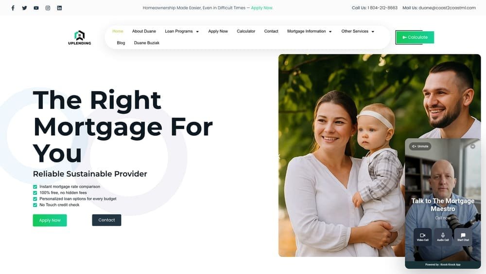 Screenshot of Up Lending Credit Restoration website