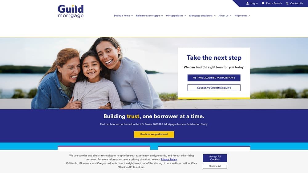 Screenshot of Guild Mortgage website