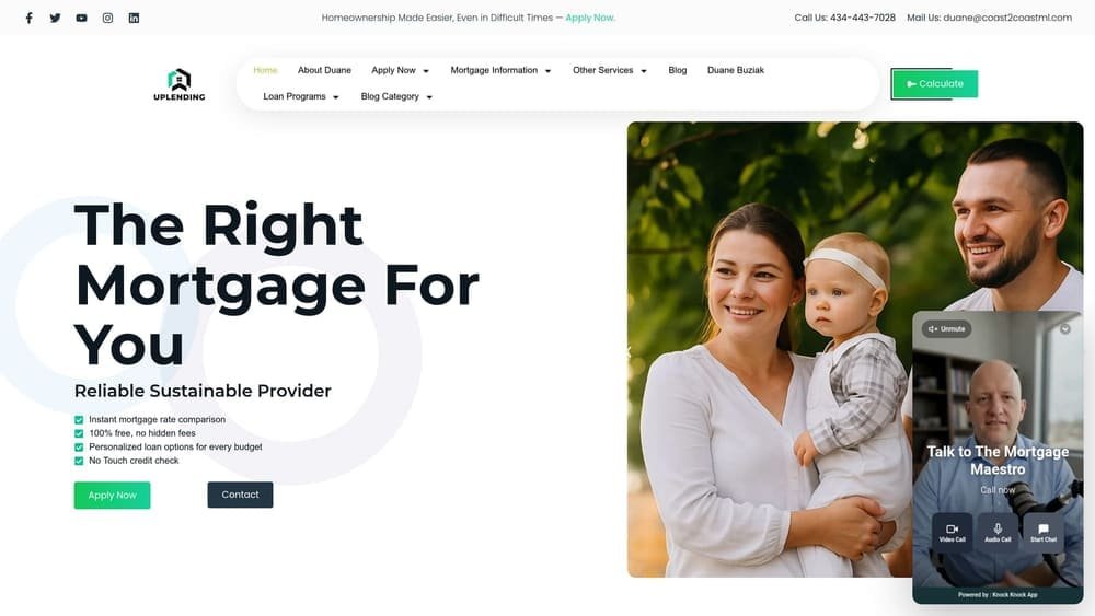 Screenshot of Up Lending (Coast2Coast Mortgage) website