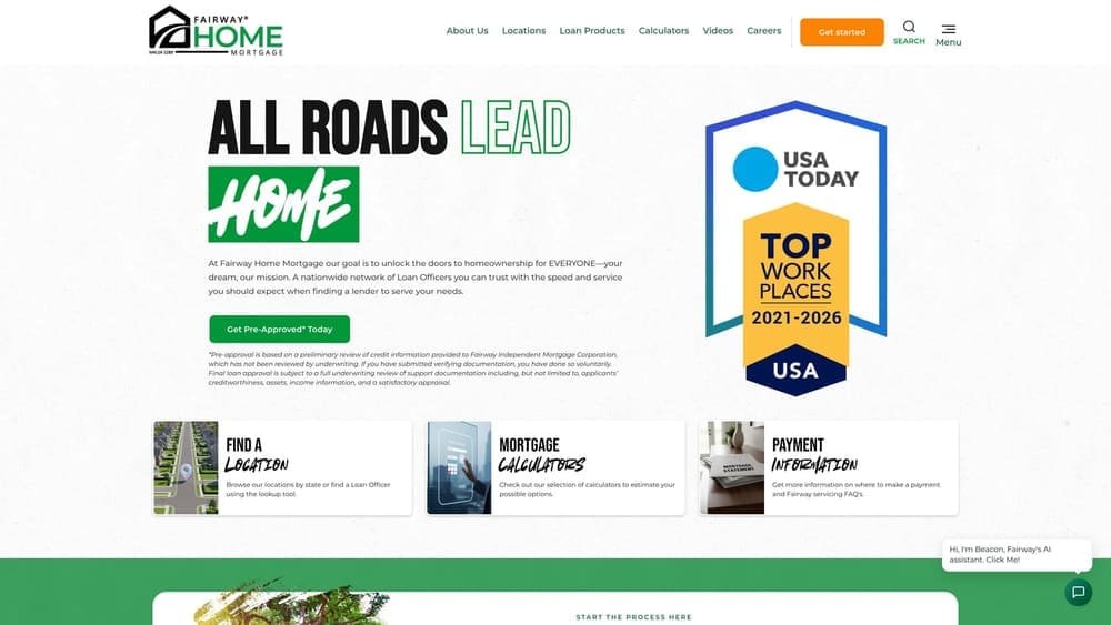 Screenshot of Fairway Independent Mortgage website