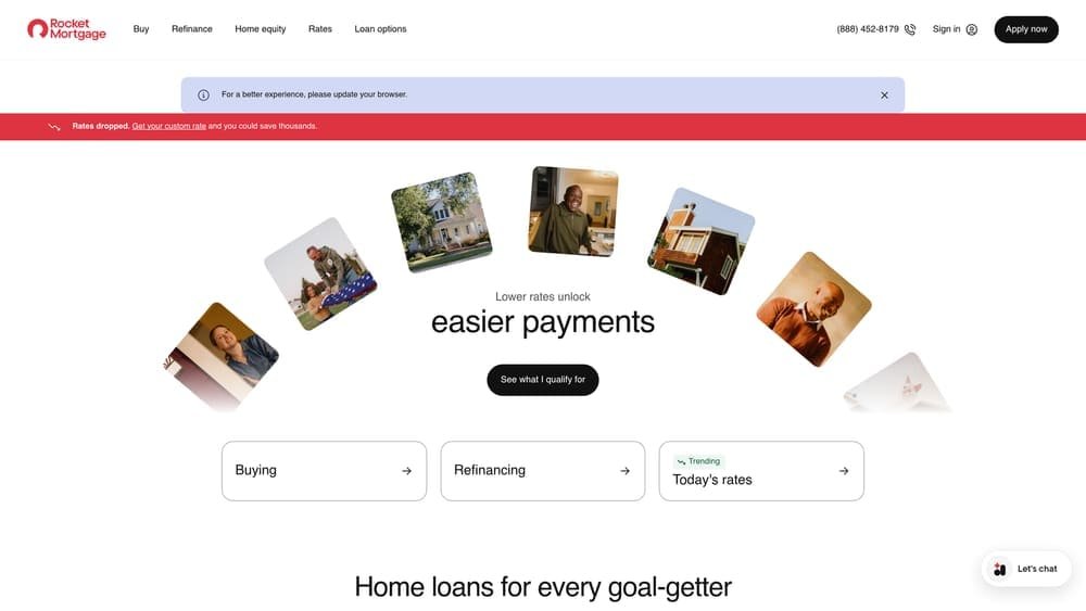 Screenshot of Rocket Mortgage website
