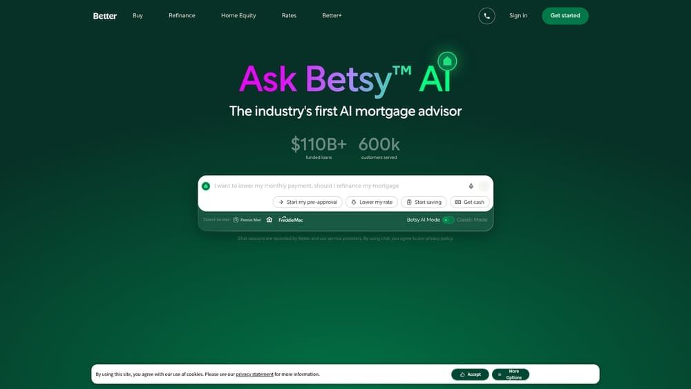 Screenshot of Better Mortgage website