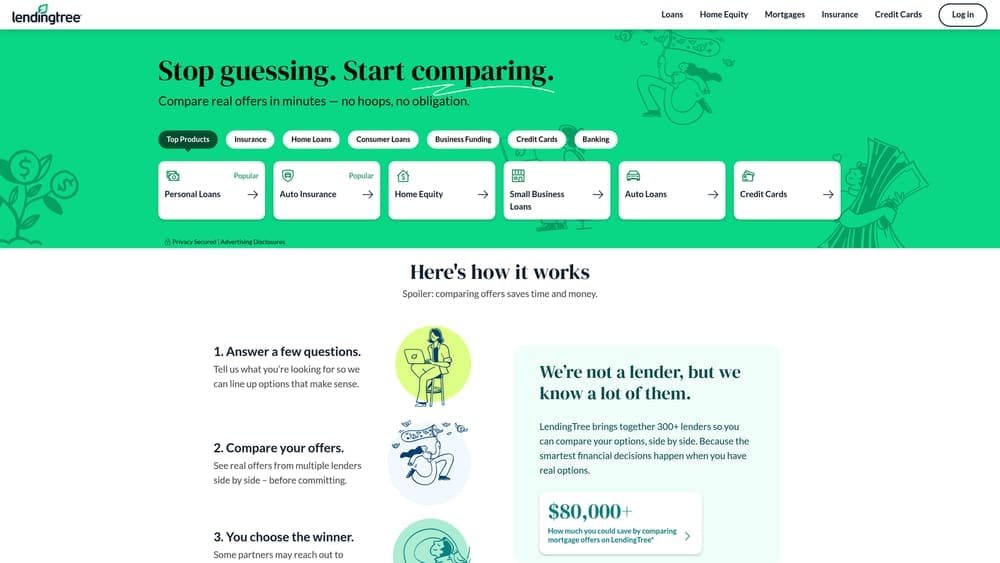Screenshot of LendingTree website