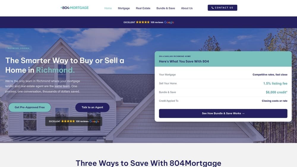 Screenshot of 804 Mortgage website